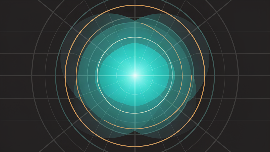 Abstract geometric pattern with intersecting circular arcs representing global time zones and UTC offset calculations
